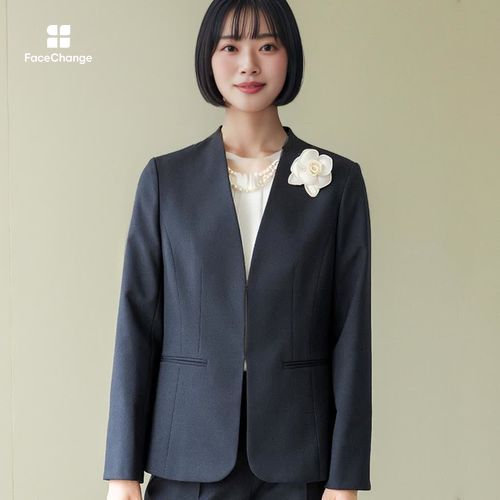 洗える｜定番ネイビーパンツスーツ 13号・ネイビー｜東京ソワール