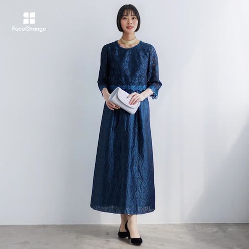 フクレジャカードのマザードレス 9号・ネイビー｜東京ソワール