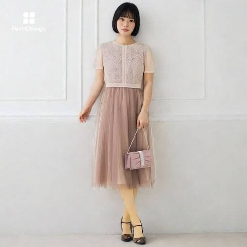 結婚式用ワンピース(4601101)9号・モカベージュ｜フォーマルメッセージ