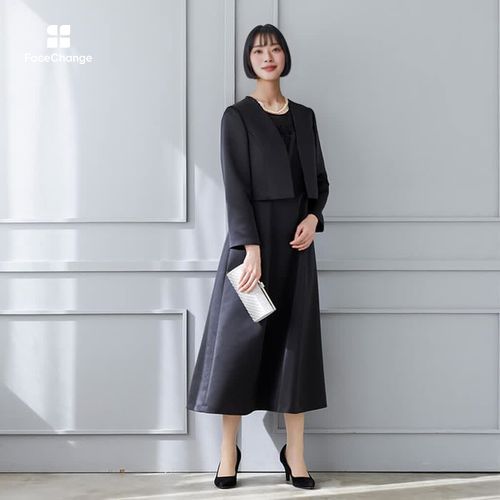 マットサテンのシンプルジャケット 13号・ブラック｜東京ソワール