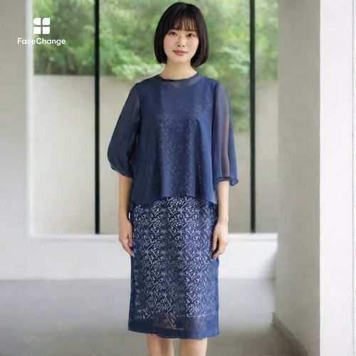 ソワールドルチェ　マザーズスーツ　9＆11号　ワンピース　セットアップ black-hair-bob-with-bangs.jpg
