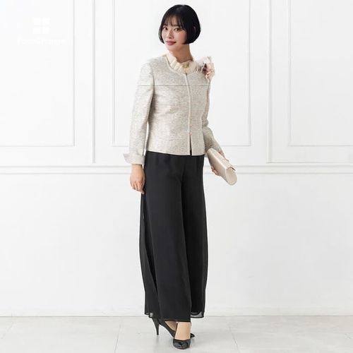 フリルカラーのフォーマルジャケット 13号・グレー｜東京ソワール