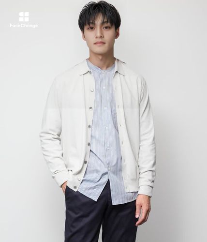 ウォッシャブル】編み柄襟付き カーディガン(11536523-2025