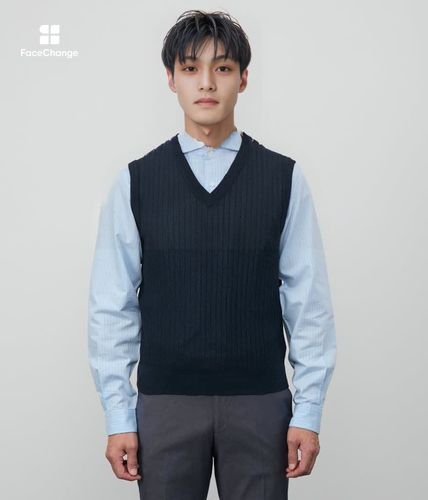 ウォッシャブル】ポリエステルラミー Vネックベスト(11575523-2025