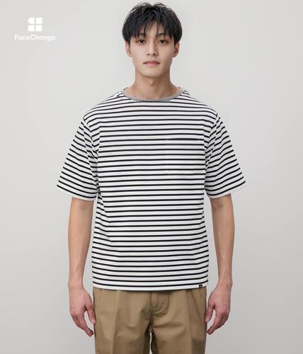 接触冷感】ボートネックデザイン ボーダーTシャツ(11615552-2025