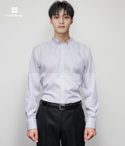 NY CARE FREE・SUPIMA COTTON オルタネイトストライプ 長袖ボタン