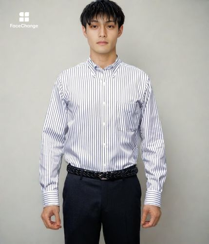 NY CARE FREE・SUPIMA COTTON アイビーストライプ 長袖ボタンダウン