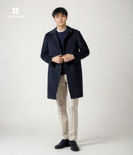 ハウンドトゥース ショートビーバー 比翼ロングステンカラーコート