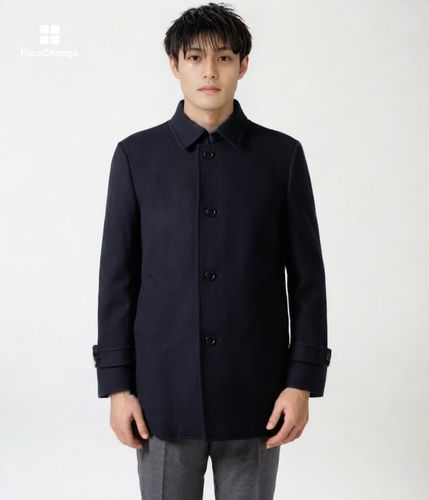 Super100s' ウールショートビーバー シングルショートコート(16349302