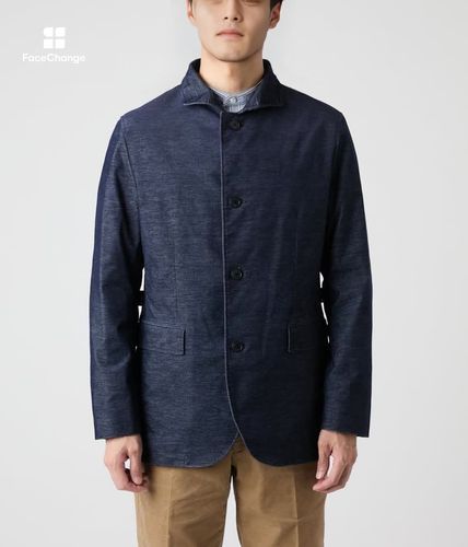 ウォッシャブル・ストレッチ】斜めカットコール カッタウェイカラー