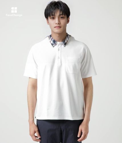 吸水速乾】COOL COMFORT ニューヨーカータータン布帛襟 ボタンダウン