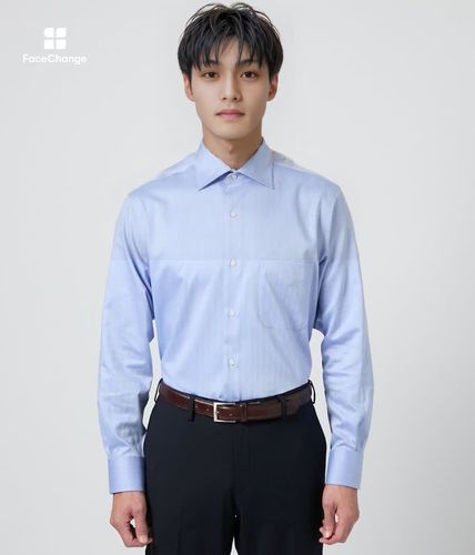 NY CARE FREE ヘリンボーン 長袖ワイドカラーシャツ(16715328-2025