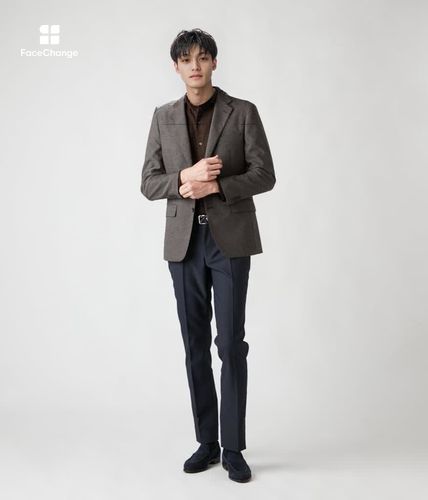 ビエラツイル 千鳥プリント 長袖カッタウェイカラーシャツ(16763708