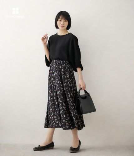 WEB限定】ma couleur(マ クルール) フラワープリントフレアスカート