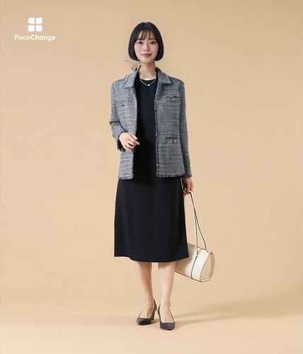 ソフトミックスツィード ノーカラージャケット(51118110-2026