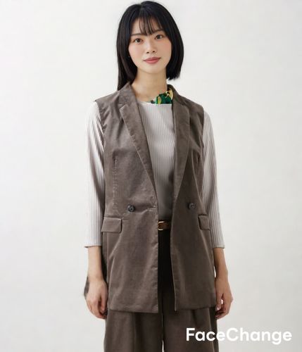 ウォッシャブル】ライトコール ダブルブレストジレ(51196212-2025