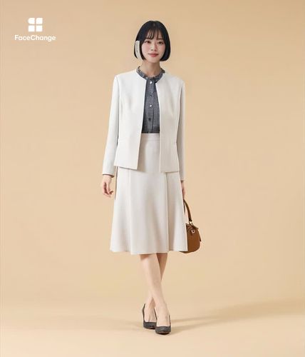 新品タグ付き✨NEWYORKER スカートスーツ　アイボリー　ウォッシャブル　Ｍ ルイルエブティック RUIRUE BOUTIQUE 洗える ストレッチ ｜ 楽ちん