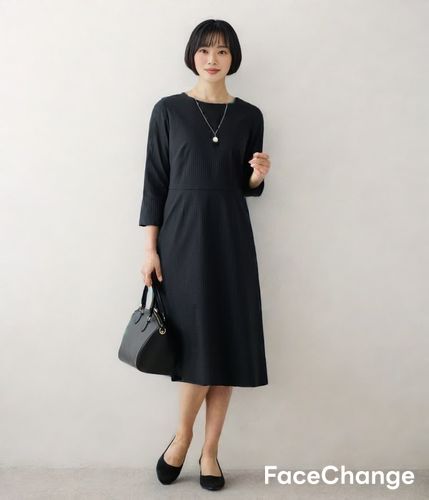 ジオメトリックジャカード 7分袖ワンピース(51443121-2024