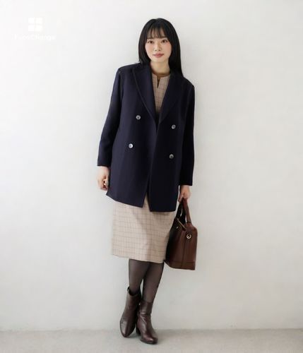 gorurun チェックダブルジャガード　セットアップ プルオーバー&スカート black-hair-bob-with-bangs.jpg