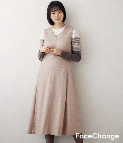 ライトツィード Vネックジャンパースカート(51483265-2024