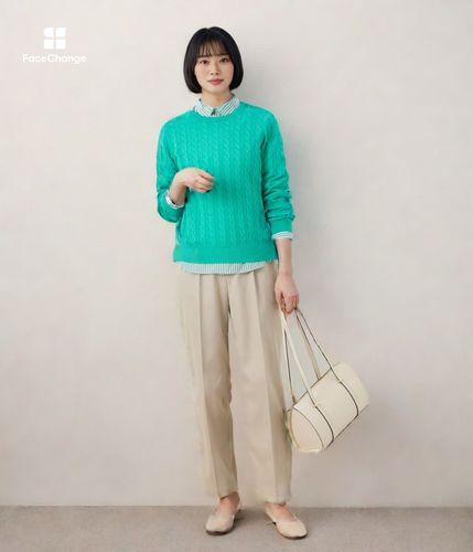 ロンドンストライプ レギュラーカラーシャツ（グリーン）(51615213