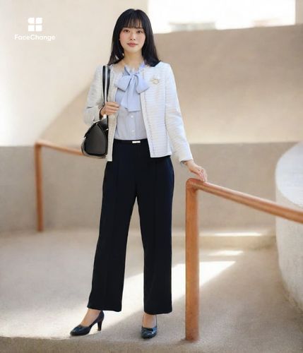 マットサテン ピンタックボウタイブラウス(51625114-2025