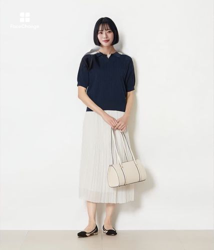 強撚コットン 透かし編み柄ニットポロ(51758651-2026)｜ファッション
