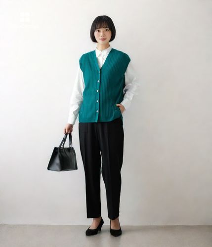 手洗い可能】ウォッシャブルウール Vネックニットベスト(51799651-2023