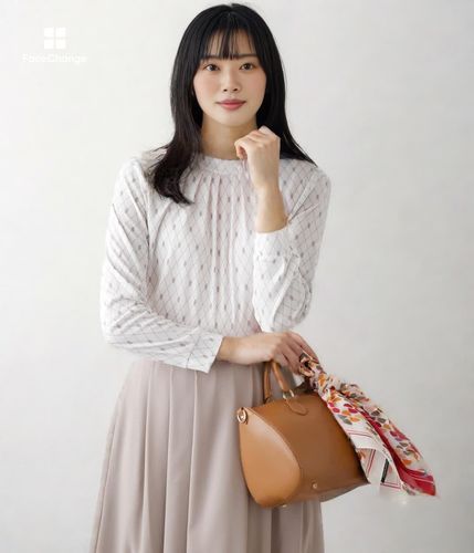 ポリエステル強撚スムース クレストバイヤスプリント スタンドカラー