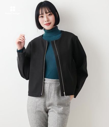 ジャージーメルトン ノーカラーブルゾン(51816656-2025)｜ファッション