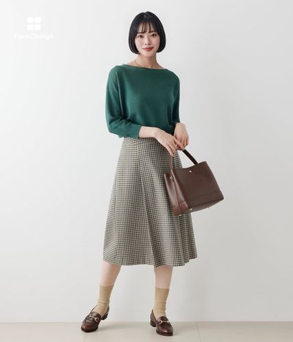 L】コンパクトチェック タックスカート(54213224-2024)｜ファッション