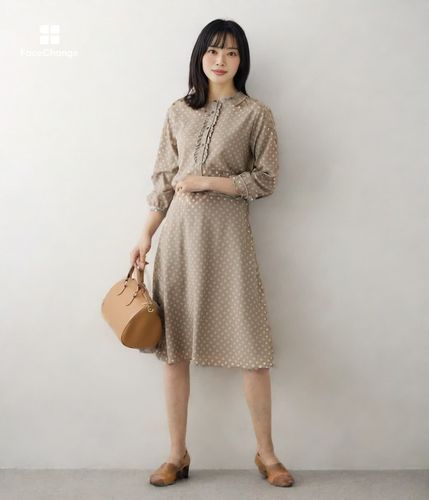 L】ドットペイズリープリント フレアスカート(54223122-2024