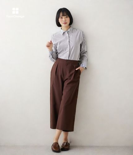 L】ウーステッドポリエステル ワンタックガウチョパンツ(54336114-2025