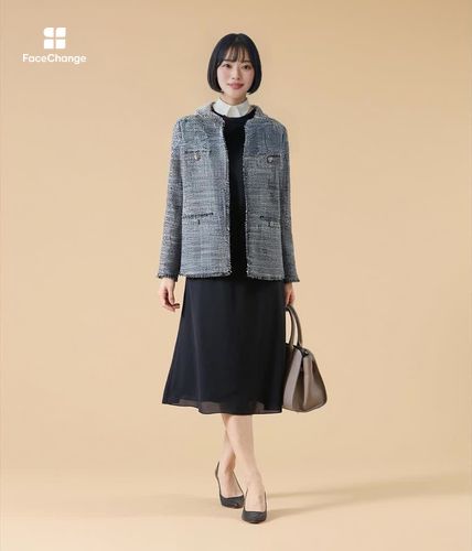 L】【ウォッシャブル】ソフトジョーゼット 袖プリーツワンピース