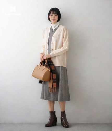 L】ライトツィード キーネックジャンパースカート(54489263-2023