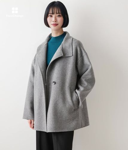 L】ウールナイロンリバー スタンドショートコート(54556170-2025