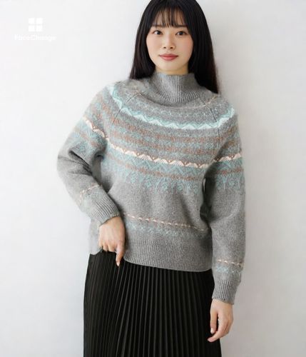 極美品✨マメクロゴウチ　フェアアイル ニット セーター　ハイネック　S 極美品✨マメクロゴウチ フェアアイル ニット セーター ハイネック S