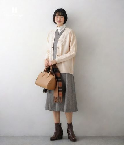 L】【WEB限定】ウールカシミヤ12ゲージ Vネックニットカーディガン