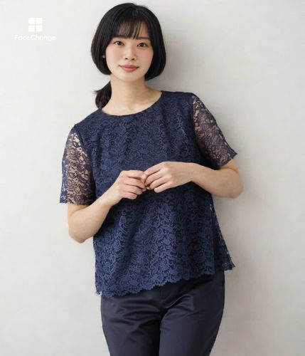 sacai フラワーレース 半袖プルオーバー black-hair-bob-with-bangs.jpg