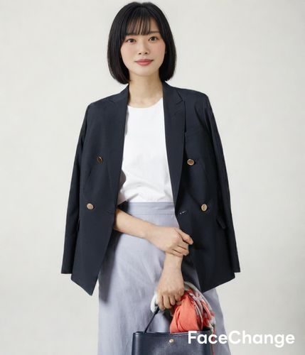 ウォッシャブル】TWマットクレープ ダブルブレストブレザー(71083812