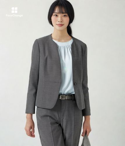 ウールシルクピンドット ノーカラージャケット(71112401-2024