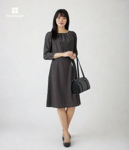 【タグ付き新品】MARYLING ワンピース（日本未発売） ジオメトリックプリント 7分袖ワンピース(71445412-2025