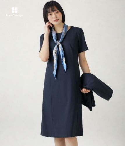 マイクロ千鳥 パネルウエスト切替半袖ワンピース(71455401-2025