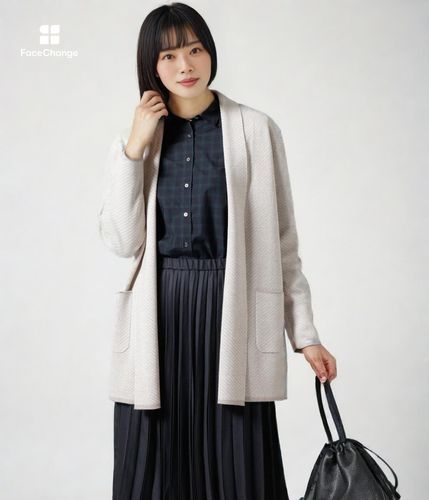 バイヤス柄ジャカード ロングカーディガン(71719927-2023