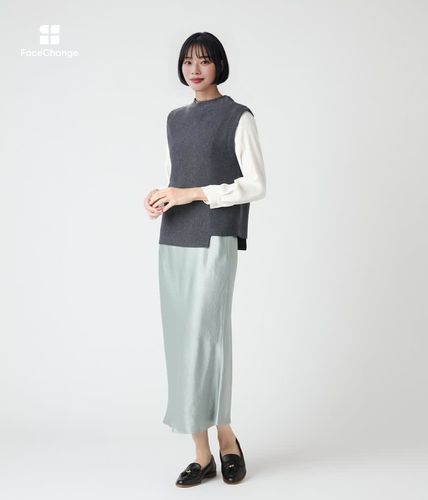 手洗い可】ポリエステルアクリルナイロンウール 片畦アシンメトリー