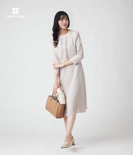 L】ダブルクロス ピンタックワンピース(79413411-2024)｜ファッション