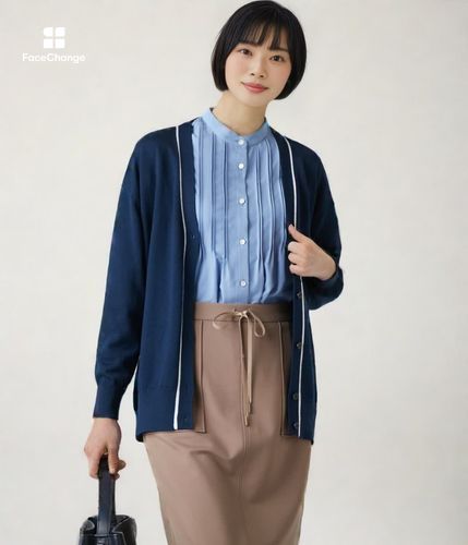 ★新品★NEWYORKER＊格子 シルエットカーディガン＊ウール＊15号 ☆新品☆NEWYORKER＊格子 シルエットカーディガン＊ウール＊15号