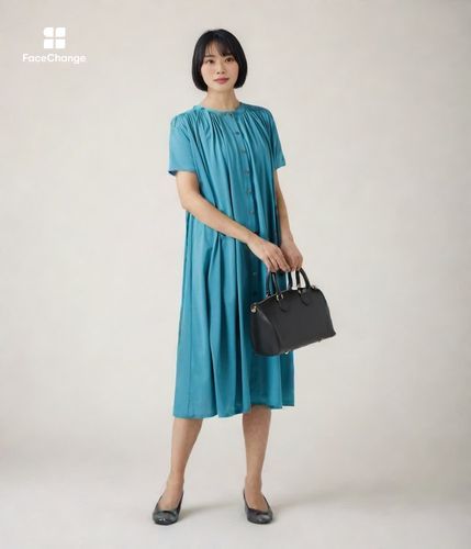 private02 04 シルク＆コットン　半袖ワンピース L】【接触冷感】コットンポリエステルハイゲージプレーティング天竺 前