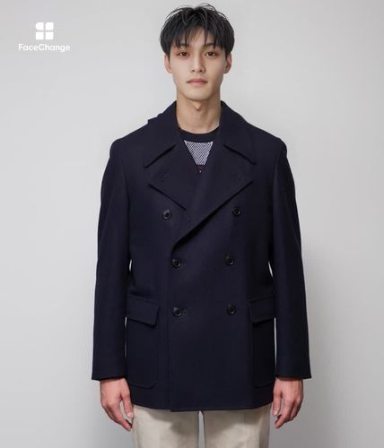 【美品】NEW YORKER ケイタマルヤマ ピーコート メルトンウール 46R medium-bangs.jpg