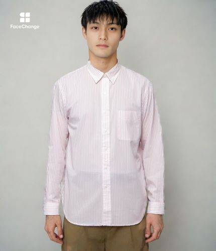 新品⁑ヤヌーク　バックボタンシャツ　ERS ストライプ　コットンビッグシルエット 新品⁑ヤヌーク バックボタンシャツ ERS ストライプ コットンビッグ